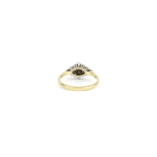 2904 - 18ct gold diamond cluster ring, size N, 3.1g