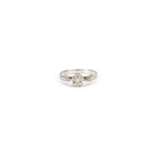 2911 - 9ct white gold diamond solitaire ring size I, 1.6g