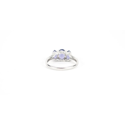 2679 - 9ct white gold purple stone and diamond ring, size N, 2.8g