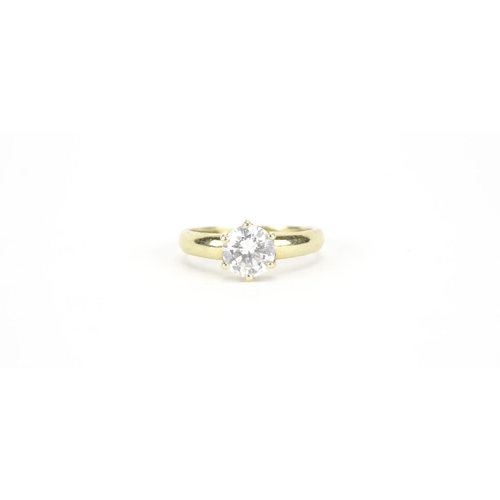 2882 - 14ct gold cubic zirconia solitaire ring, size N, 2.6g