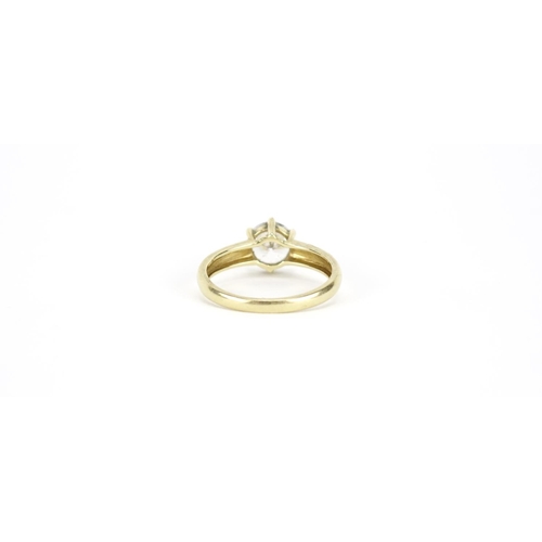 2882 - 14ct gold cubic zirconia solitaire ring, size N, 2.6g