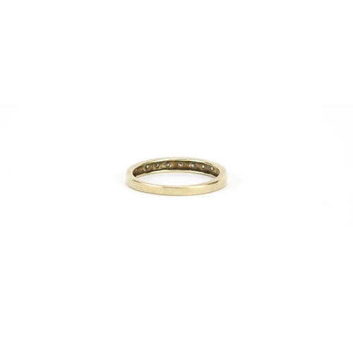 2917 - 9ct gold diamond half eternity ring, size O, 1.9g