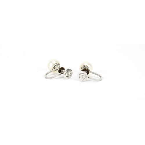 2952 - Pair of 9ct white gold Ciro pearl earrings, 2.0g