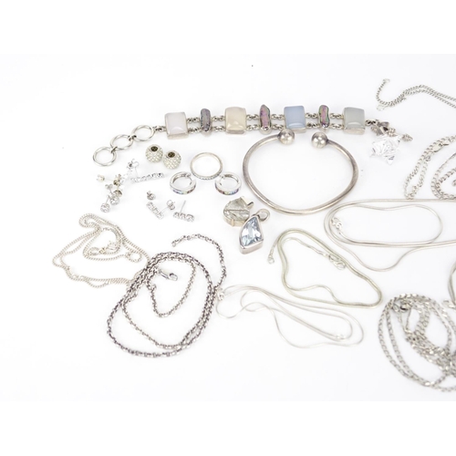 2840 - Silver and white metal jewellery some set with semi precious stones including earrings, necklaces an... 