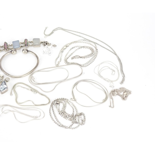 2840 - Silver and white metal jewellery some set with semi precious stones including earrings, necklaces an... 