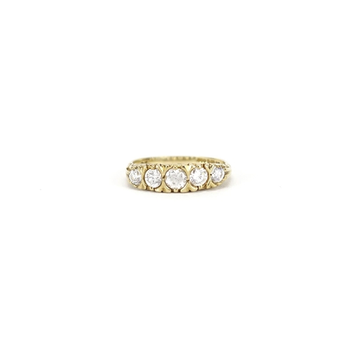 2706 - Victorian style 9ct gold cubic zirconia ring, size M, 2.4g