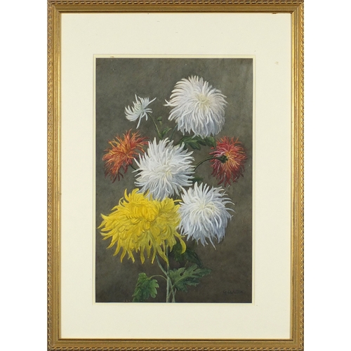 2478 - Still life flowers, gouache and watercolour, bearing a signature G Clausen and embossed stamp, mount... 