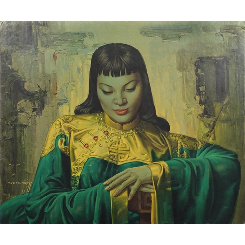 2283 - Vladimir Tretchikoff - Lady from the Orient, vintage print in colour on board, unframed, 70cm x 58cm
