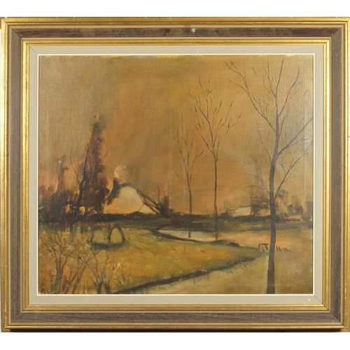 2182 - Lake before a cottage, oil on canvas, bearing an indistinct signature Claeys, 73.5cm x 64cm