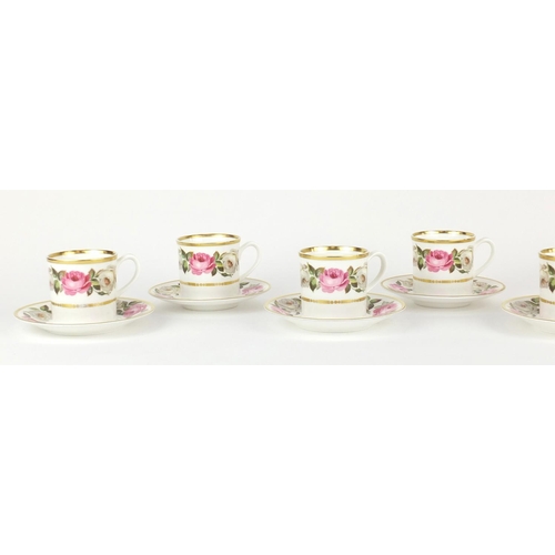 2275 - Set of six Royal Worcester cups and saucers, decorated with roses