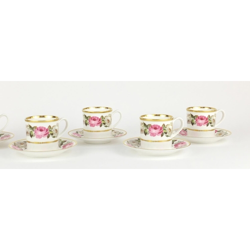2275 - Set of six Royal Worcester cups and saucers, decorated with roses