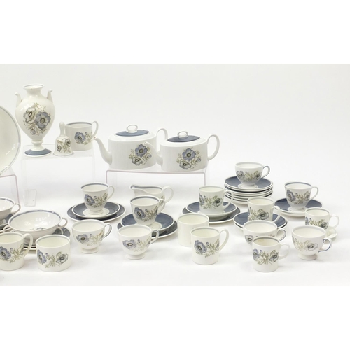 2227 - Wedgwood Susie Cooper Glen mist dinner and teawares including two teapots, cups, saucers and soup bo... 