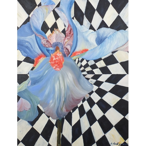 2285 - Aida Emeliyanova - Still life flower, oil on canvas, Royal Academy of Arts label verso, framed, 90cm... 