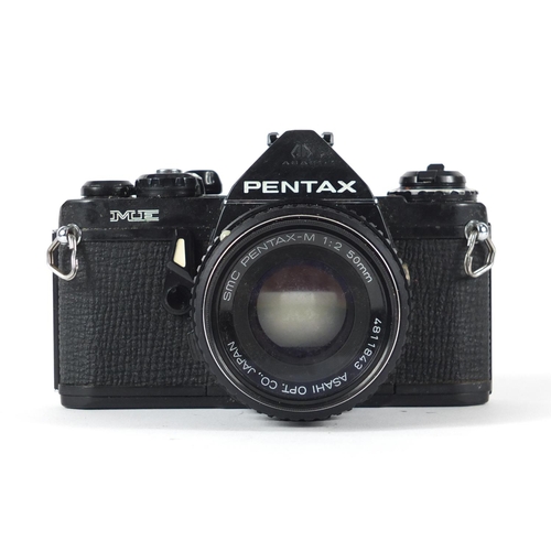 130 - Vintage Pentax ME camera with lenses and accessories