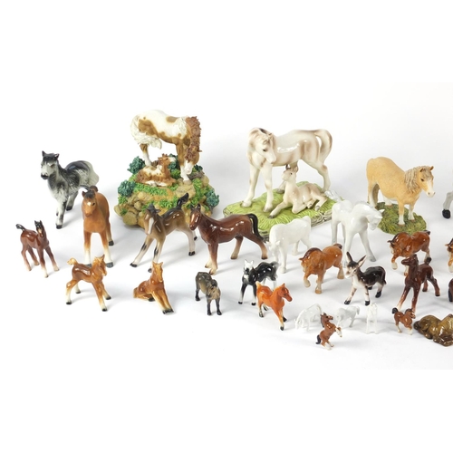 166 - Mostly porcelain model horses including Wade, The Leonardo Collection, Sherratt & Simpson and one mu... 