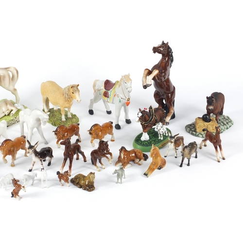 166 - Mostly porcelain model horses including Wade, The Leonardo Collection, Sherratt & Simpson and one mu... 