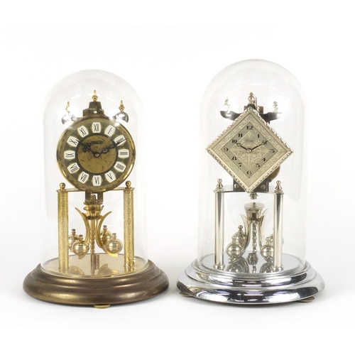 69 - Two Anniversary clocks including Kundo with glass dome, the largest 31cm high
