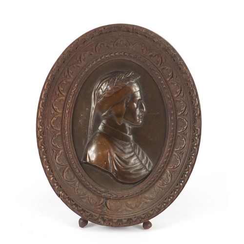 250 - Bronze portrait plaque of an Indian male, housed in a Black Forest easel frame, 18.5cm high