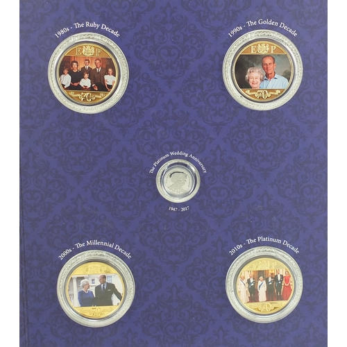 2620 - The Platinum Wedding Anniversary photographic coin collection including a platinum ten pound