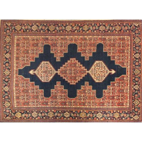 2027 - Rectangular blue ground Bihar rug 192cm x 132cm