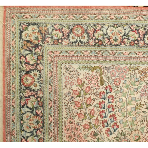 2062 - Rectangular Chinese silk rug having an all over floral design, 155cm x 93cm