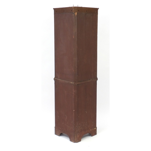 2061 - Inlaid mahogany corner cabinet with astragal glazed door above a cupboard door, 185cm H x 65cm W x 4... 