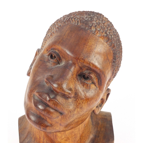 2316 - Barnabas Ndudzo carved wood bust of a man, 29cm high
