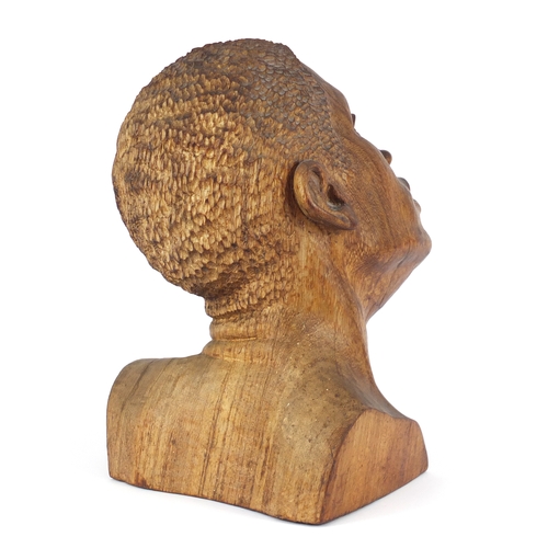 2316 - Barnabas Ndudzo carved wood bust of a man, 29cm high