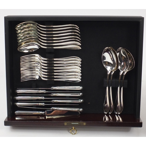 2012 - Robbe & Berking sixteen place canteen of silver plated cutlery suite, housed in a mahogany two drawe... 