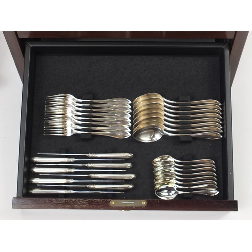 2012 - Robbe & Berking sixteen place canteen of silver plated cutlery suite, housed in a mahogany two drawe... 