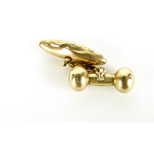 2708 - Pair of 9ct gold cufflinks with engraved decoration, 3.6g