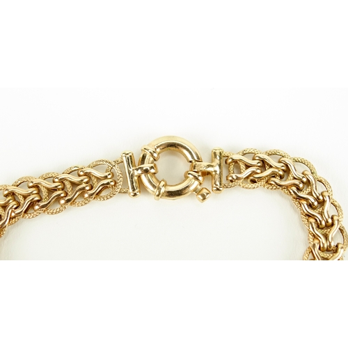 2665 - 9ct gold rose gold stylish link bracelet, 19cm long, 8.8g