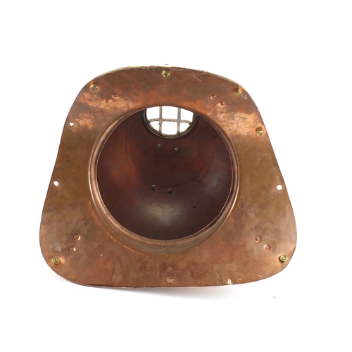 2104 - Decorative copper and brass deep sea divers helmet, 46cm high