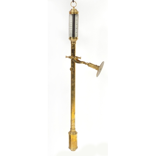 2085A - Maritime ships brass stick barometer by Roby of Liverpool, 95cm high