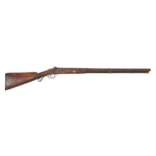 539 - Antique walnut percussion rifle, 120cm in length