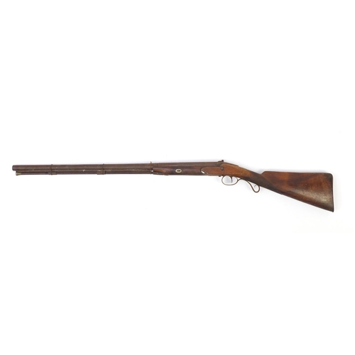 539 - Antique walnut percussion rifle, 120cm in length