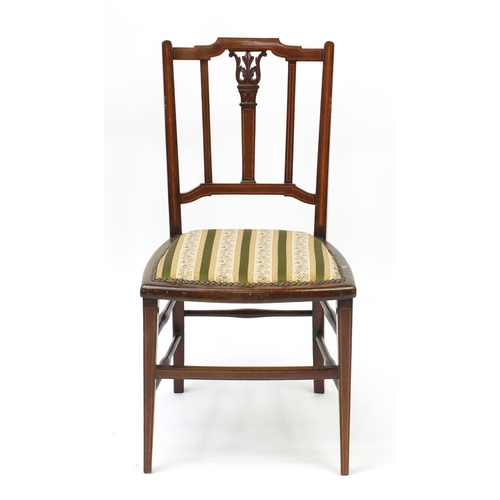 46A - Edwardian inlaid mahogany occasional chair, 76cm high