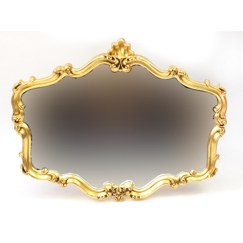 21 - Ornate gilt framed wall hanging mirror, 104cm x 81cm