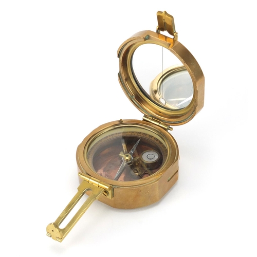 527 - Reproduction brass Stanley compass, 7.5cm in diameter