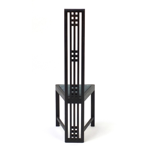 54A - Rennie Mackintosh design ebonised childs chair, 77cm high