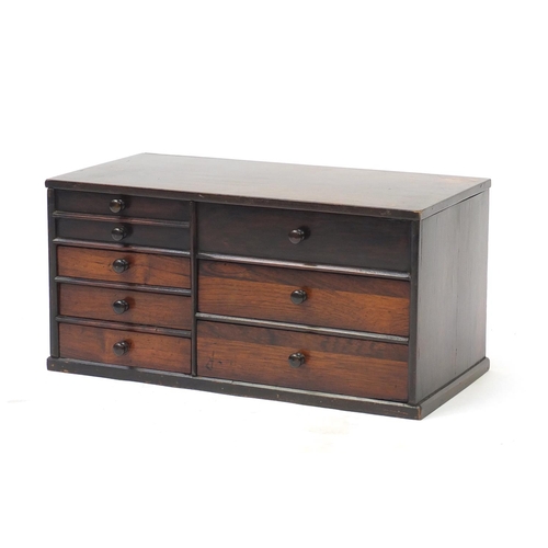 15A - Mahogany and rosewood specimen chest with lift up top above five drawers and three dummy drawers, 27... 