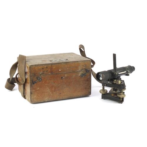 531 - Stanley Theodolite numbered 67134, with fitted oak case