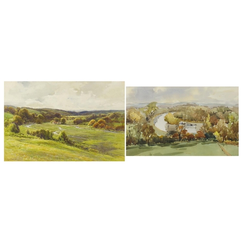 127 - Cyril Ward - Watercolour landscape together with one other, both mounted and framed, the largest 53c... 