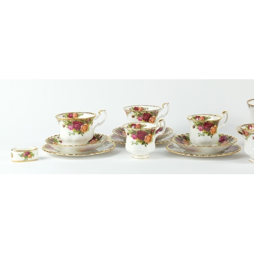 107 - Royal Albert Old Country Rose teaware including trio's