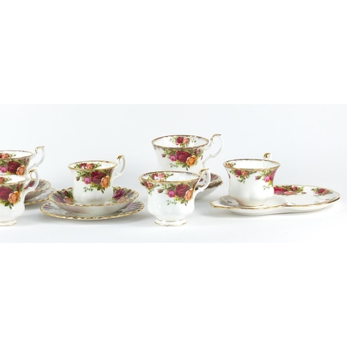 107 - Royal Albert Old Country Rose teaware including trio's