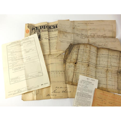 503 - 19th century and later ephemera including birth, marriage and death certificate relating to George L... 