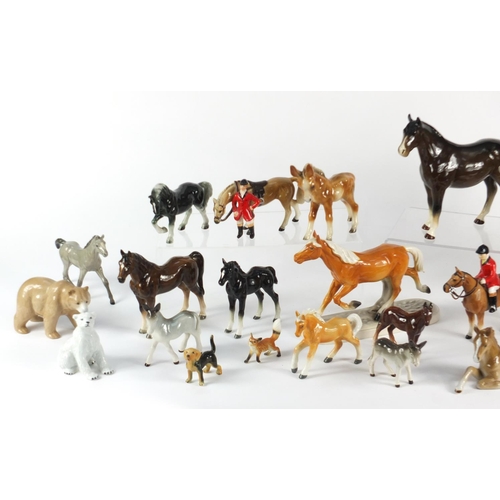 138 - Collection of china horses and animals including Cooper Craft and one musical, the largest 20cm high