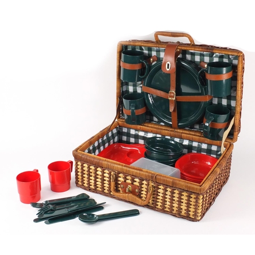 184 - Wicker picnic hamper with contents, 46cm wide