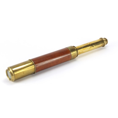 534 - Victorian mahogany and brass day or night two draw telescope by J Cetti & Co of London, 36.5cm in le... 