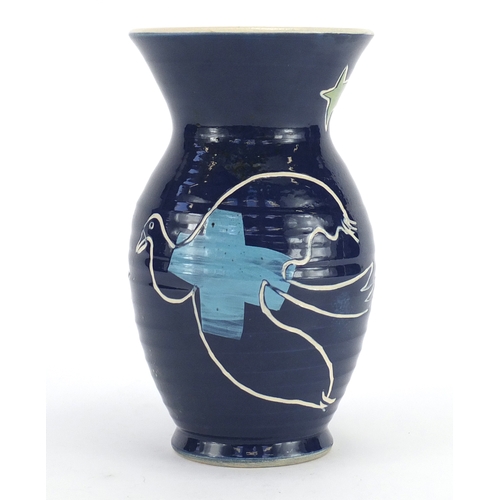 83 - Jean Paul Landreau art pottery vase hand painted in the Picasso style, 20.5cm high